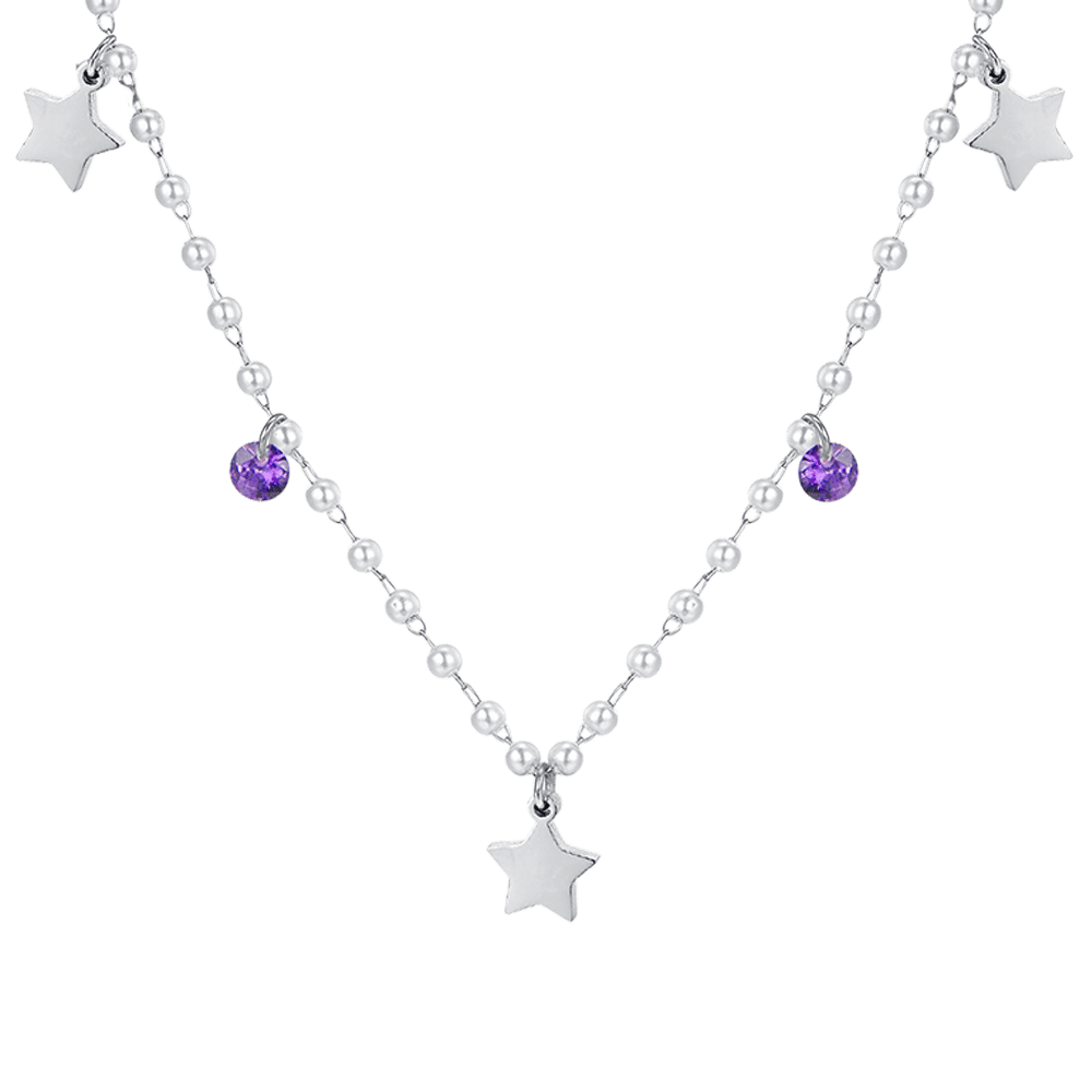 COLLIER DE PERLES EN ACIER AVEC ÉTOILES