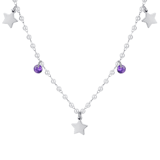 COLLIER DE PERLES EN ACIER AVEC ÉTOILES