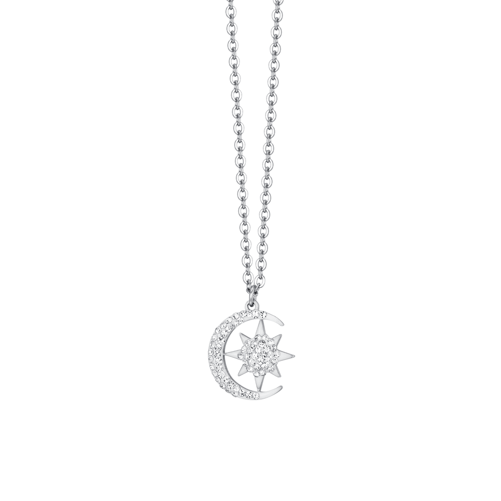 COLLIER ÉTOILE ET LUNE EN ACIER