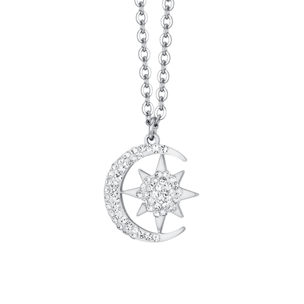 COLLIER ÉTOILE ET LUNE EN ACIER