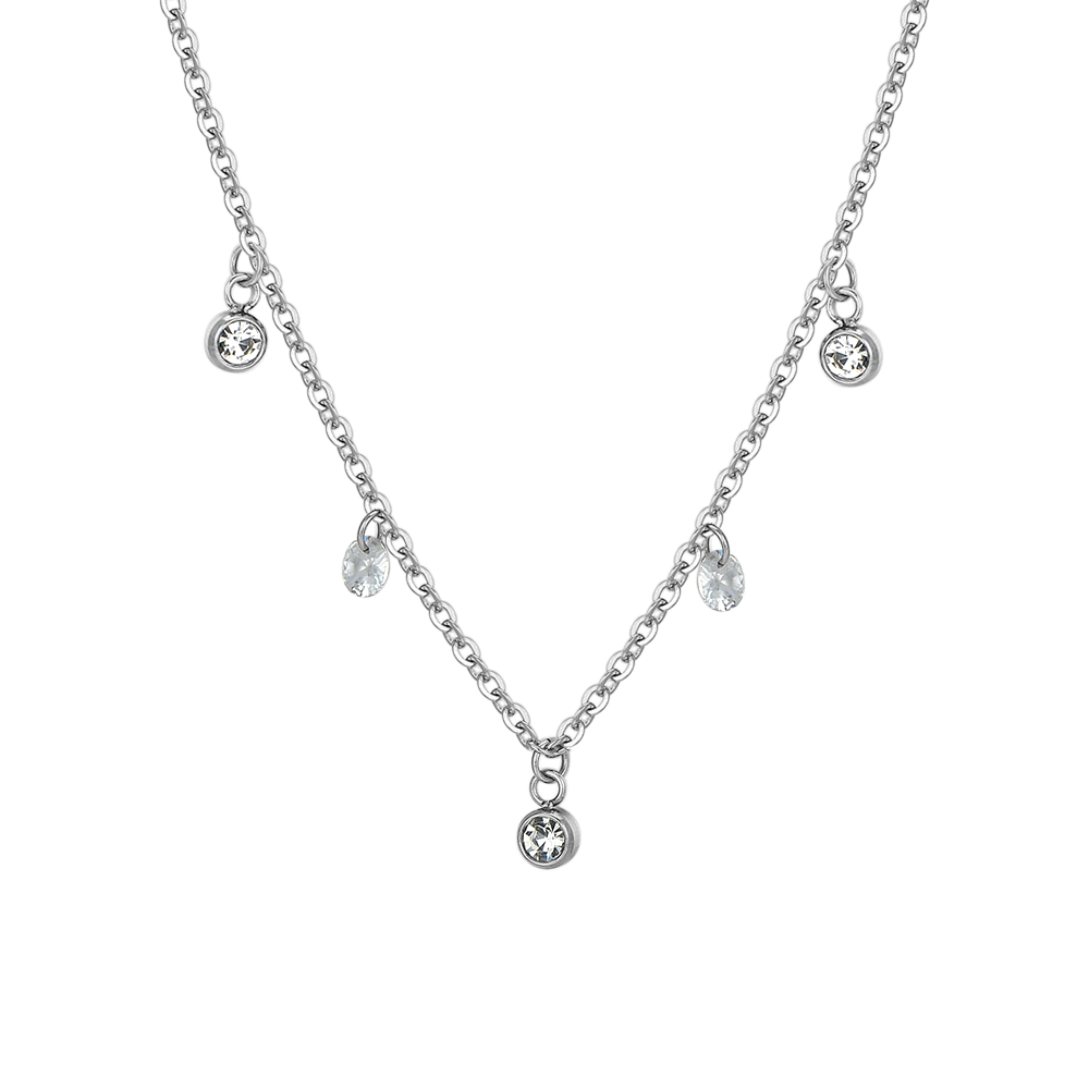 COLLIER FEMME EN ACIER CRISTAL BLANC