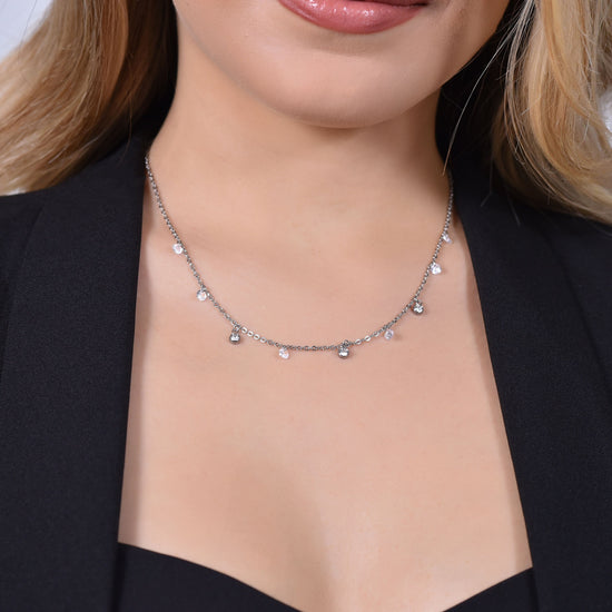 COLLIER FEMME EN ACIER CRISTAL BLANC