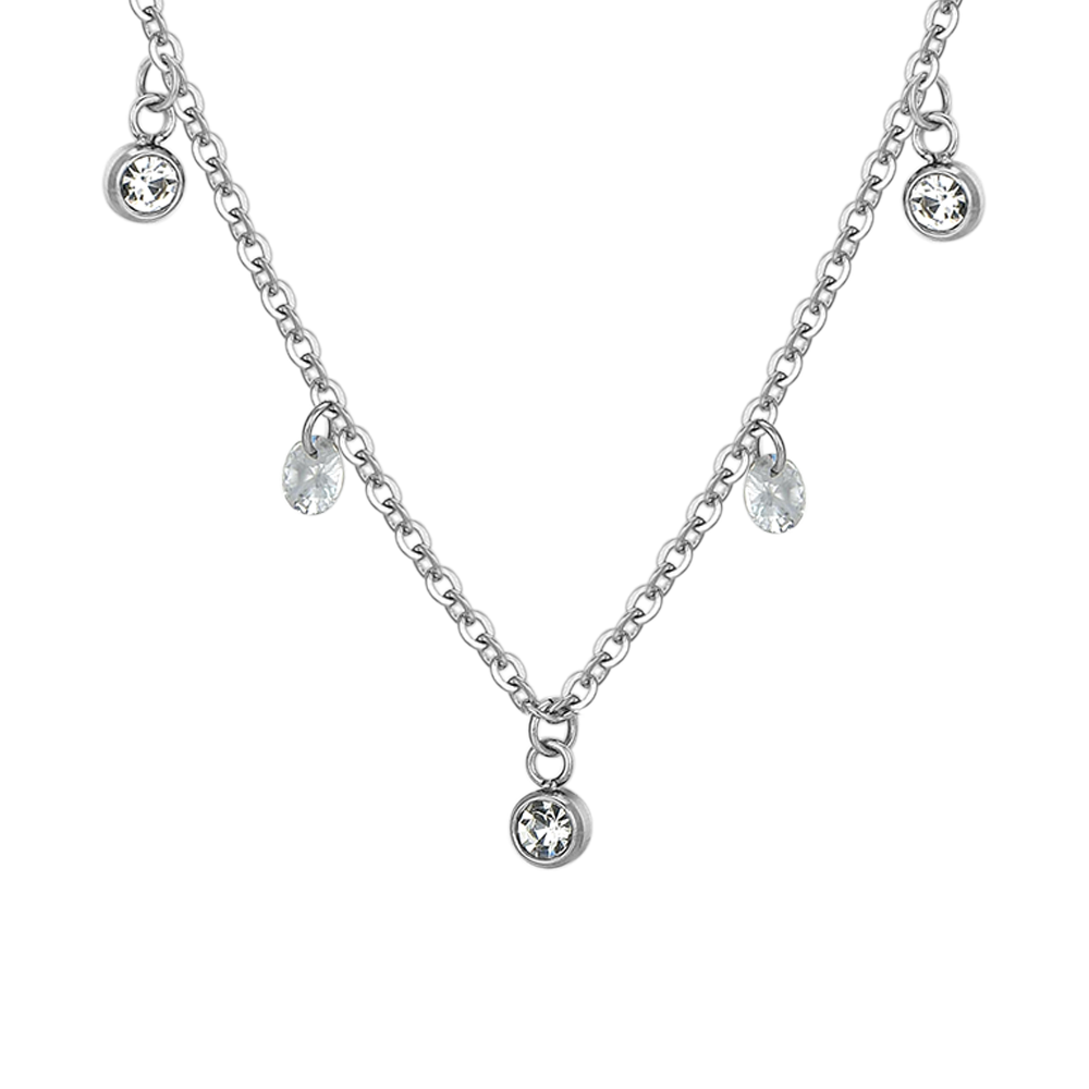 COLLIER FEMME EN ACIER CRISTAL BLANC