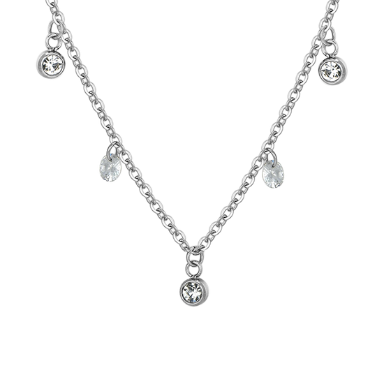 COLLIER FEMME EN ACIER CRISTAL BLANC