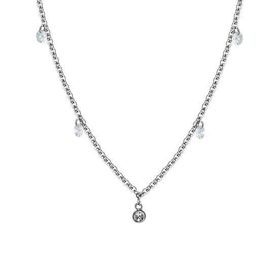 COLLIER FEMME EN ACIER CRISTAL BLANC