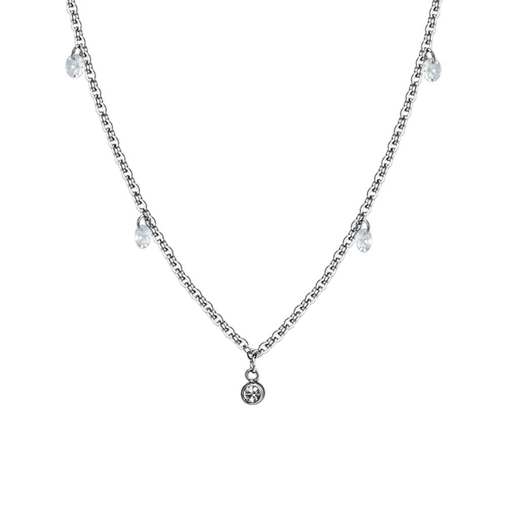 COLLIER FEMME EN ACIER CRISTAL BLANC