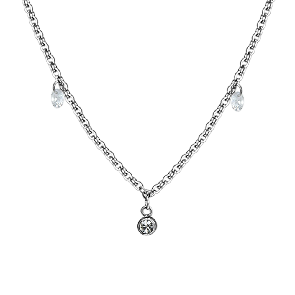 COLLIER FEMME EN ACIER CRISTAL BLANC