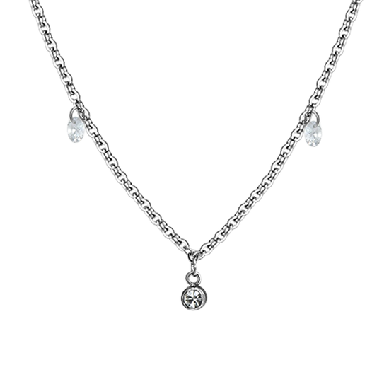 COLLIER FEMME EN ACIER CRISTAL BLANC