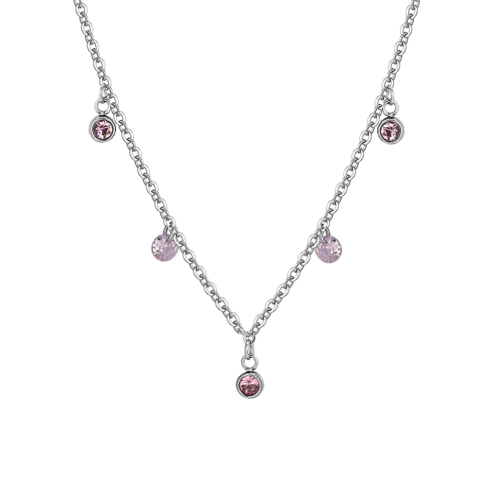 COLLIER FEMME EN ACIER CRISTAL ROSE