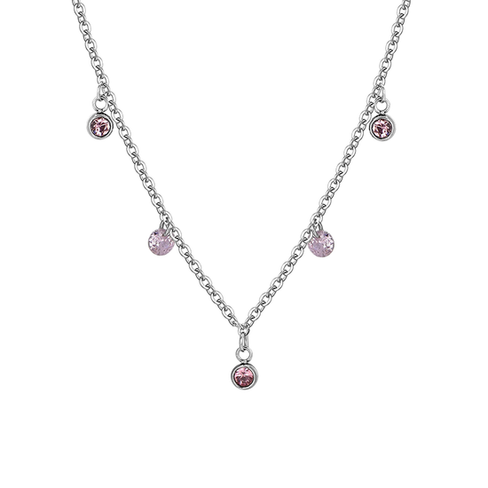 COLLIER FEMME EN ACIER CRISTAL ROSE