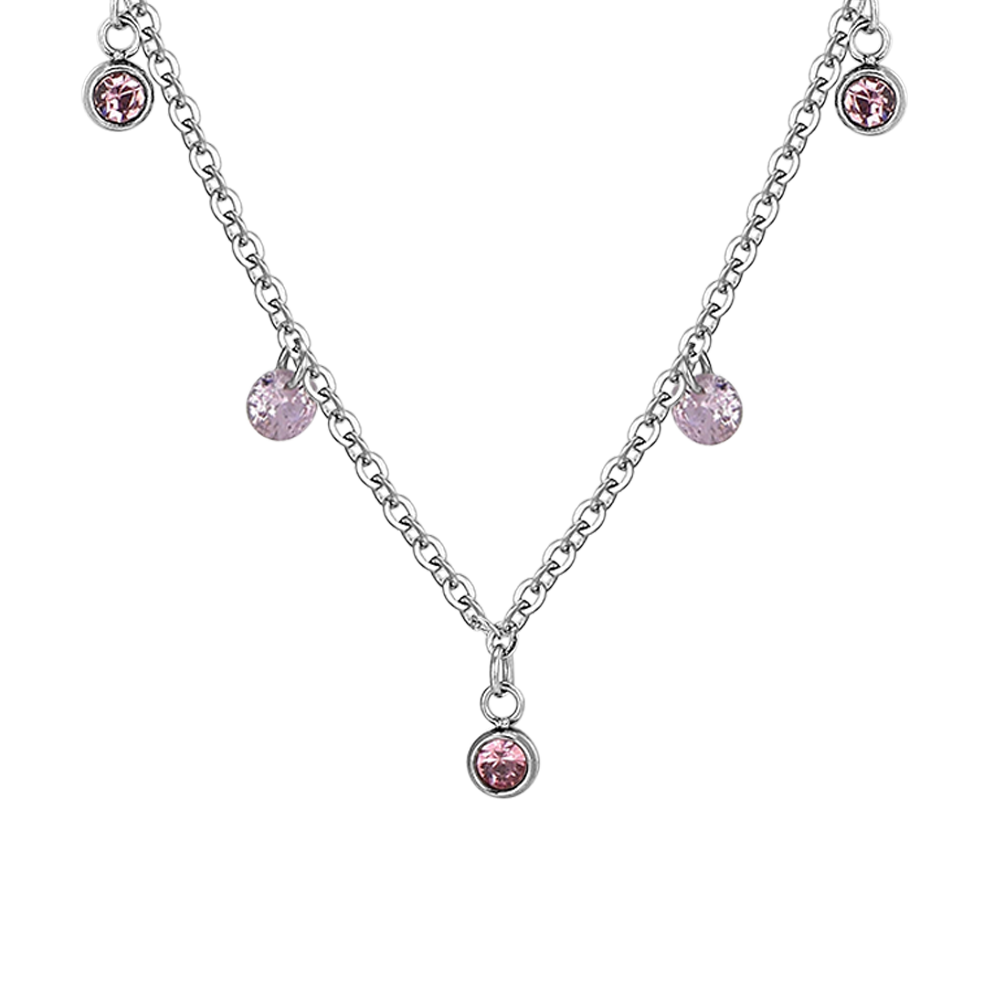 COLLIER FEMME EN ACIER CRISTAL ROSE