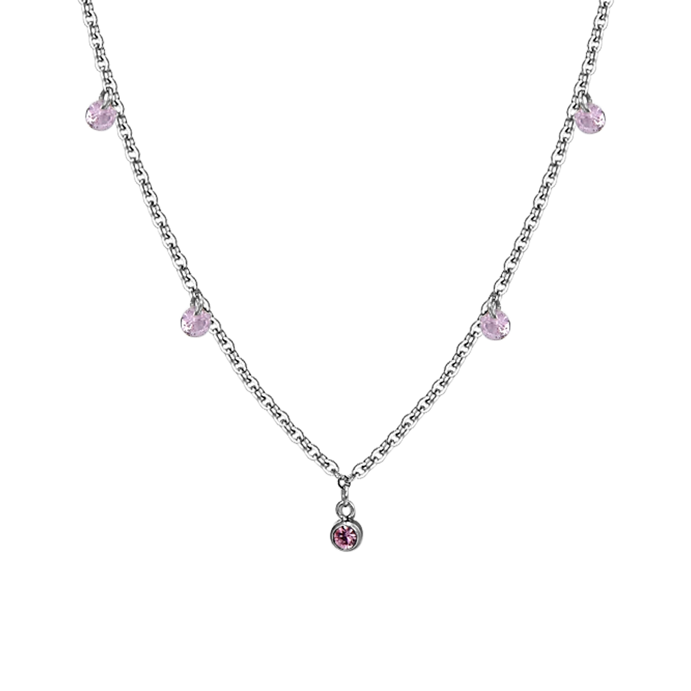 COLLIER FEMME EN ACIER CRISTAL ROSE