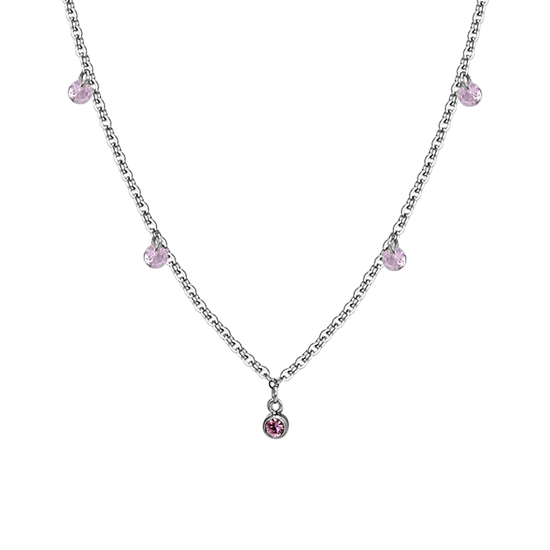 COLLIER FEMME EN ACIER CRISTAL ROSE