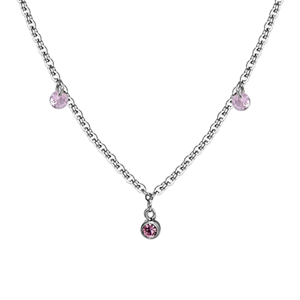 COLLIER FEMME EN ACIER CRISTAL ROSE