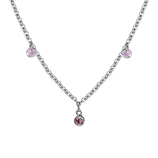 COLLIER FEMME EN ACIER CRISTAL ROSE