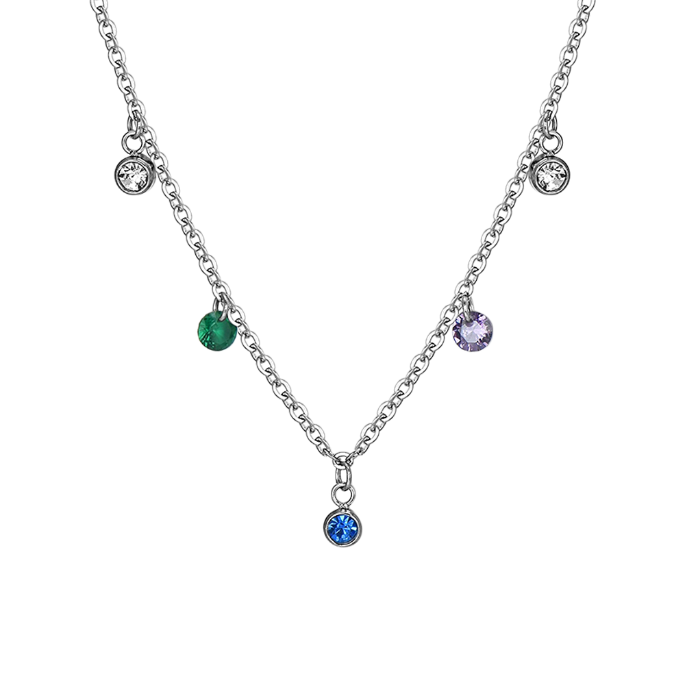 COLLIER EN ACIER CRISTAL MULTICOLORE