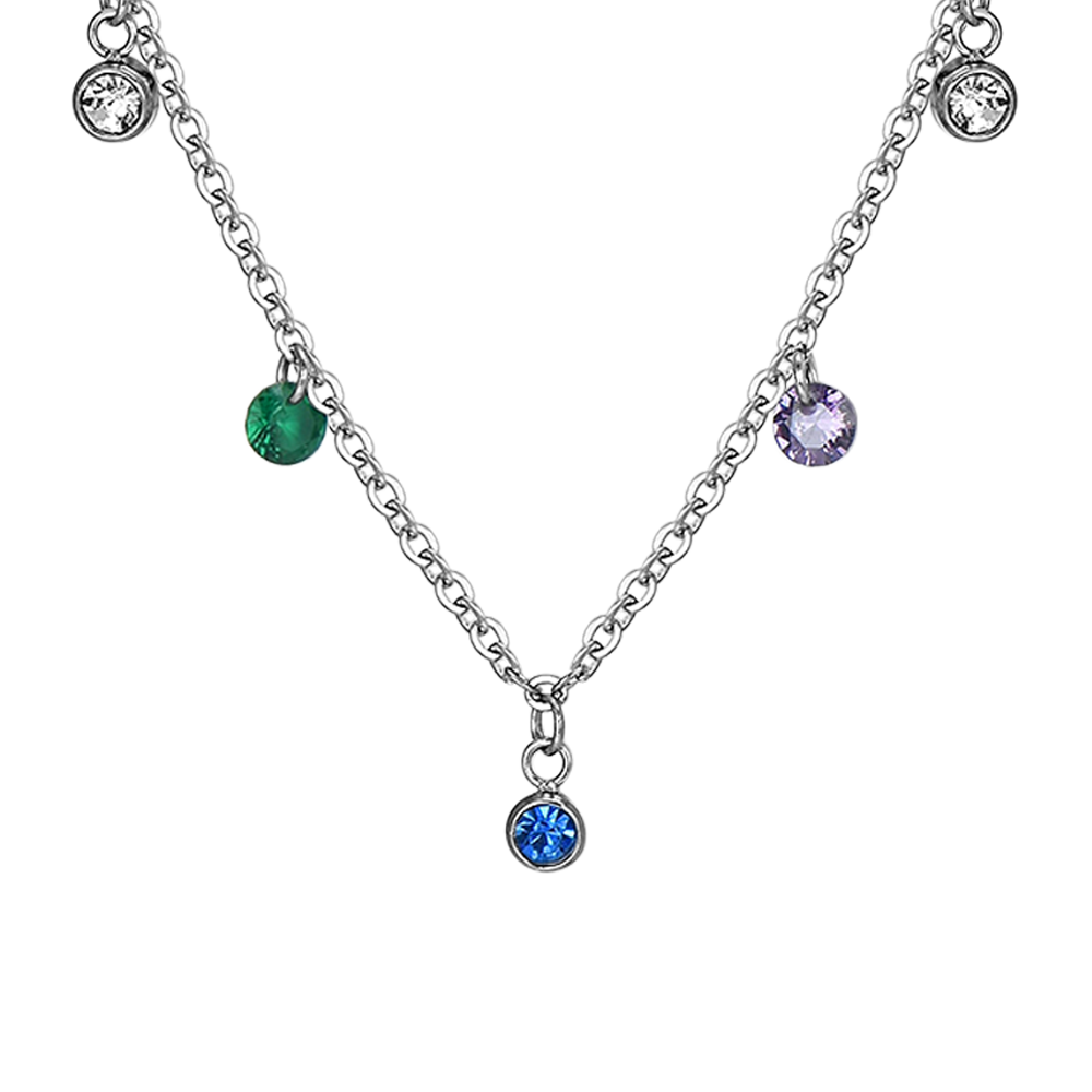 COLLIER EN ACIER CRISTAL MULTICOLORE