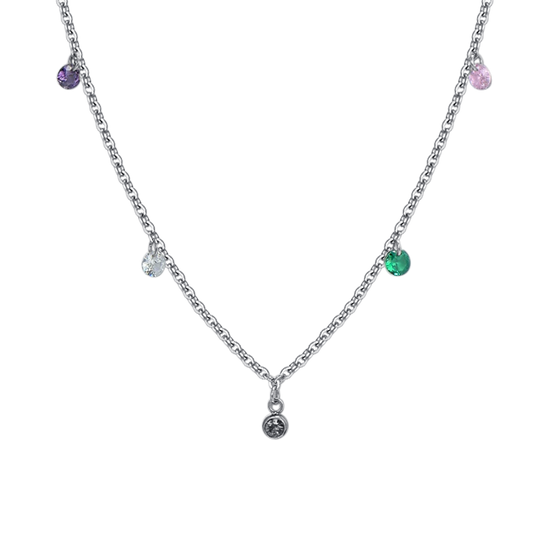 COLLIER EN ACIER CRISTAL MULTICOLORE