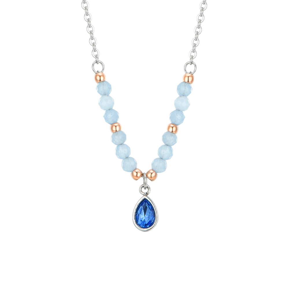 COLLIER FEMME EN ACIER AGATE BLEUE