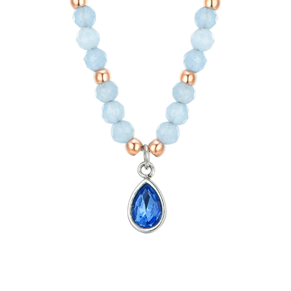 COLLIER FEMME EN ACIER AGATE BLEUE