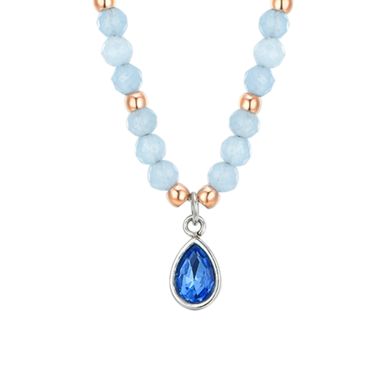 COLLIER FEMME EN ACIER AGATE BLEUE