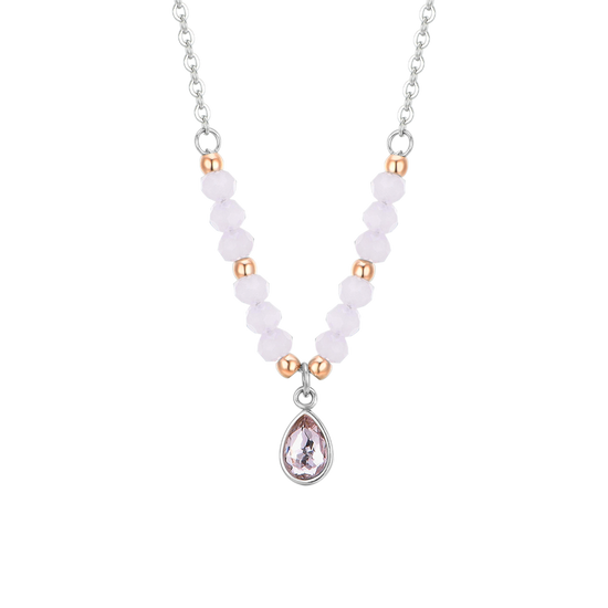 COLLIER FEMME EN ACIER AGATE ROSE