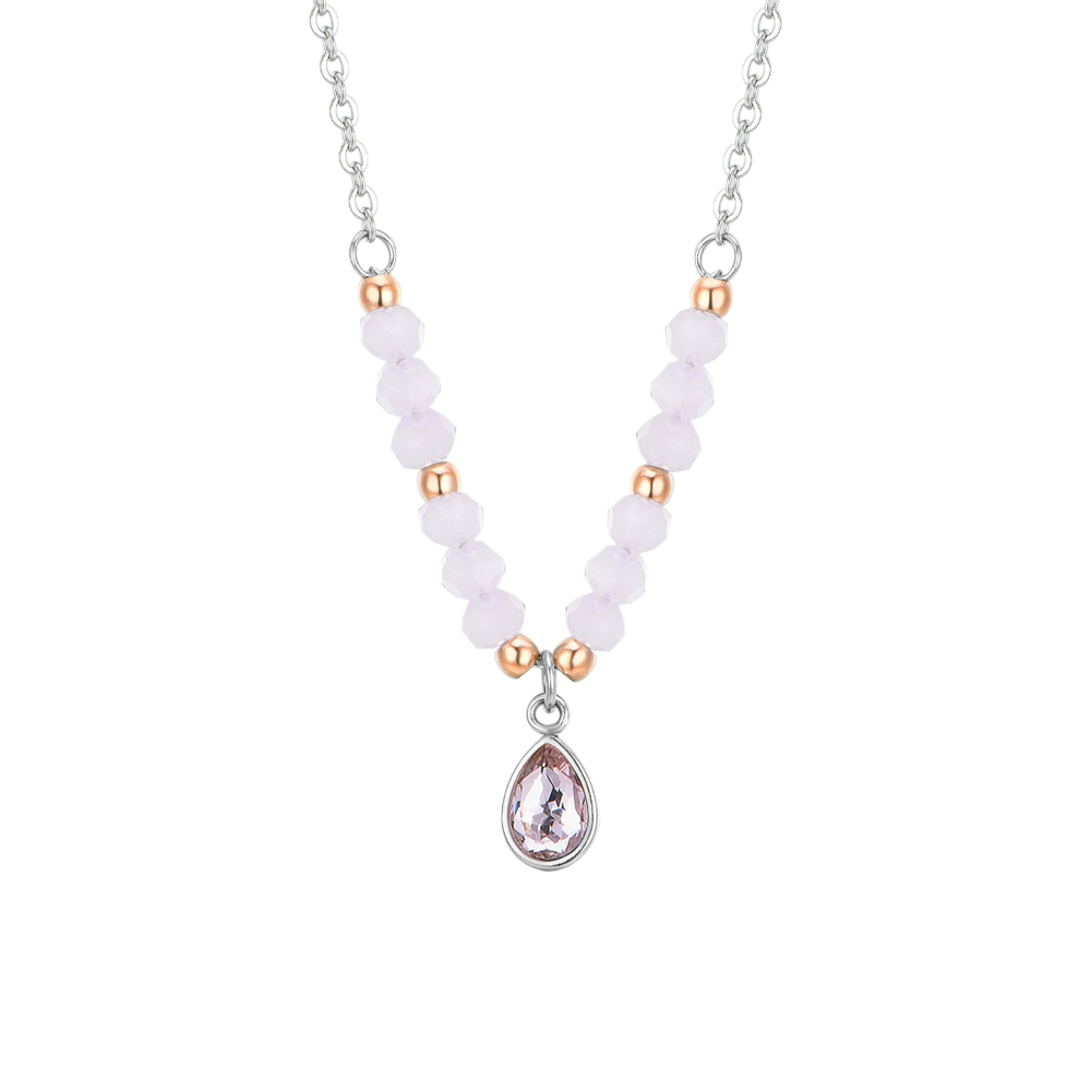 COLLIER FEMME EN ACIER AGATE ROSE