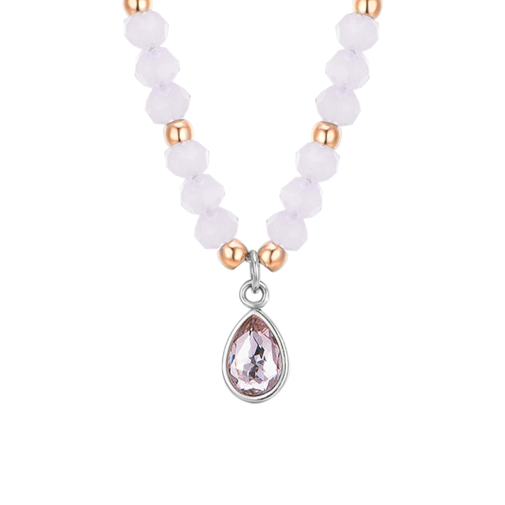 COLLIER FEMME EN ACIER AGATE ROSE