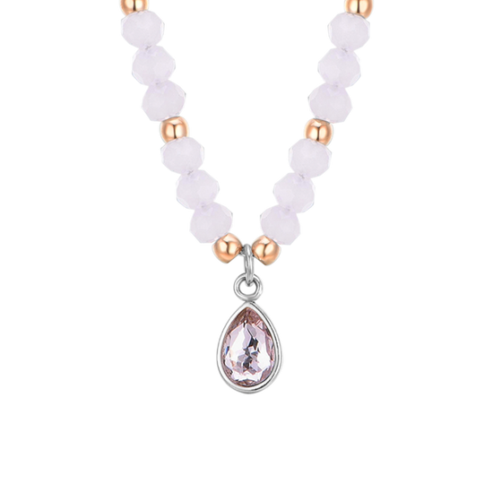 COLLIER FEMME EN ACIER AGATE ROSE