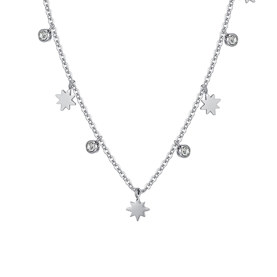 COLLIER FEMME SISSI ÉTOILE ET CRISTAUX EN ACIER