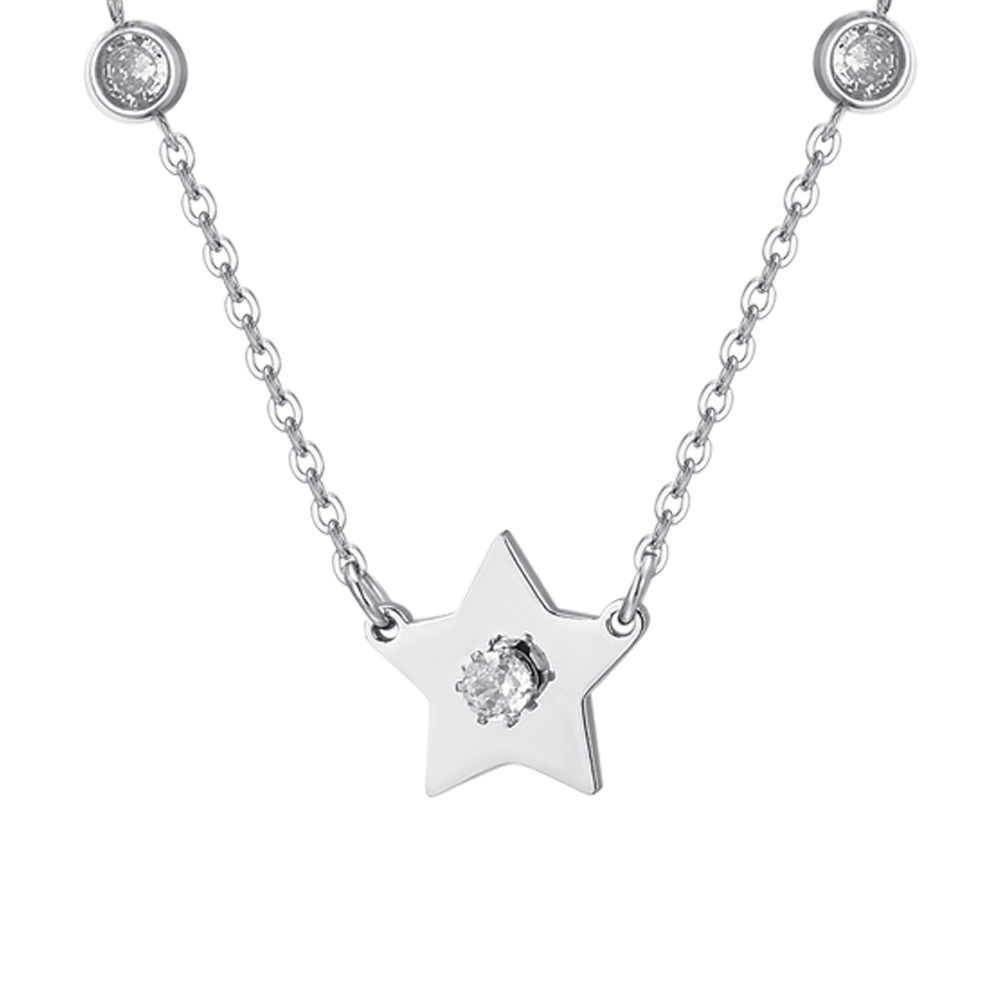 COLLIER FEMME ÉTOILES EN ACIER ET ZIRCON CUBIQUE