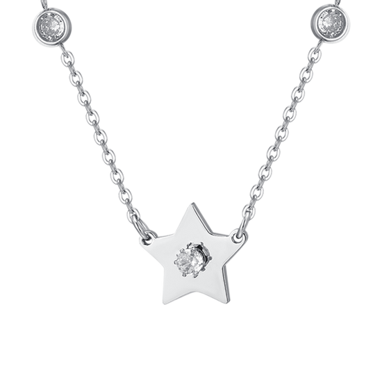 COLLIER FEMME ÉTOILES EN ACIER ET ZIRCON CUBIQUE