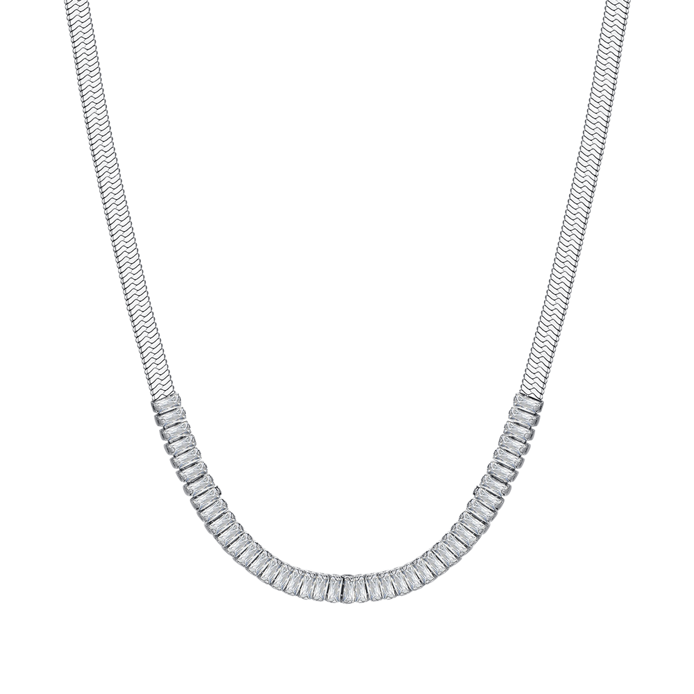 COLLIER FEMME EN ACIER À ZIRCONIUM BLANC