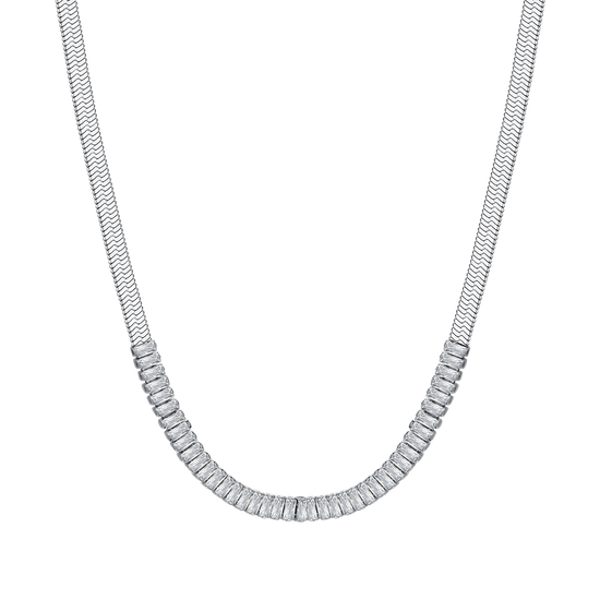 COLLIER FEMME EN ACIER À ZIRCONIUM BLANC