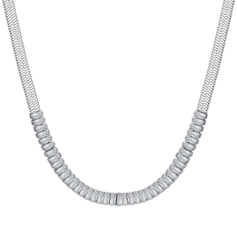 COLLIER FEMME EN ACIER À ZIRCONIUM BLANC