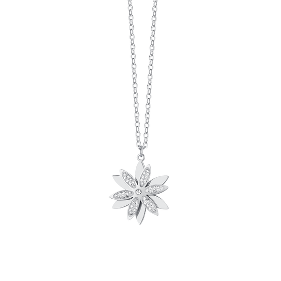 COLLIER FEMME EN ACIER FLEUR DE VIE PIVOTANTE