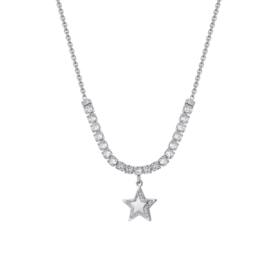 COLLIER DE TENNIS POUR FEMME EN ACIER, ÉTOILE ET ZIRCON CUBIQUE