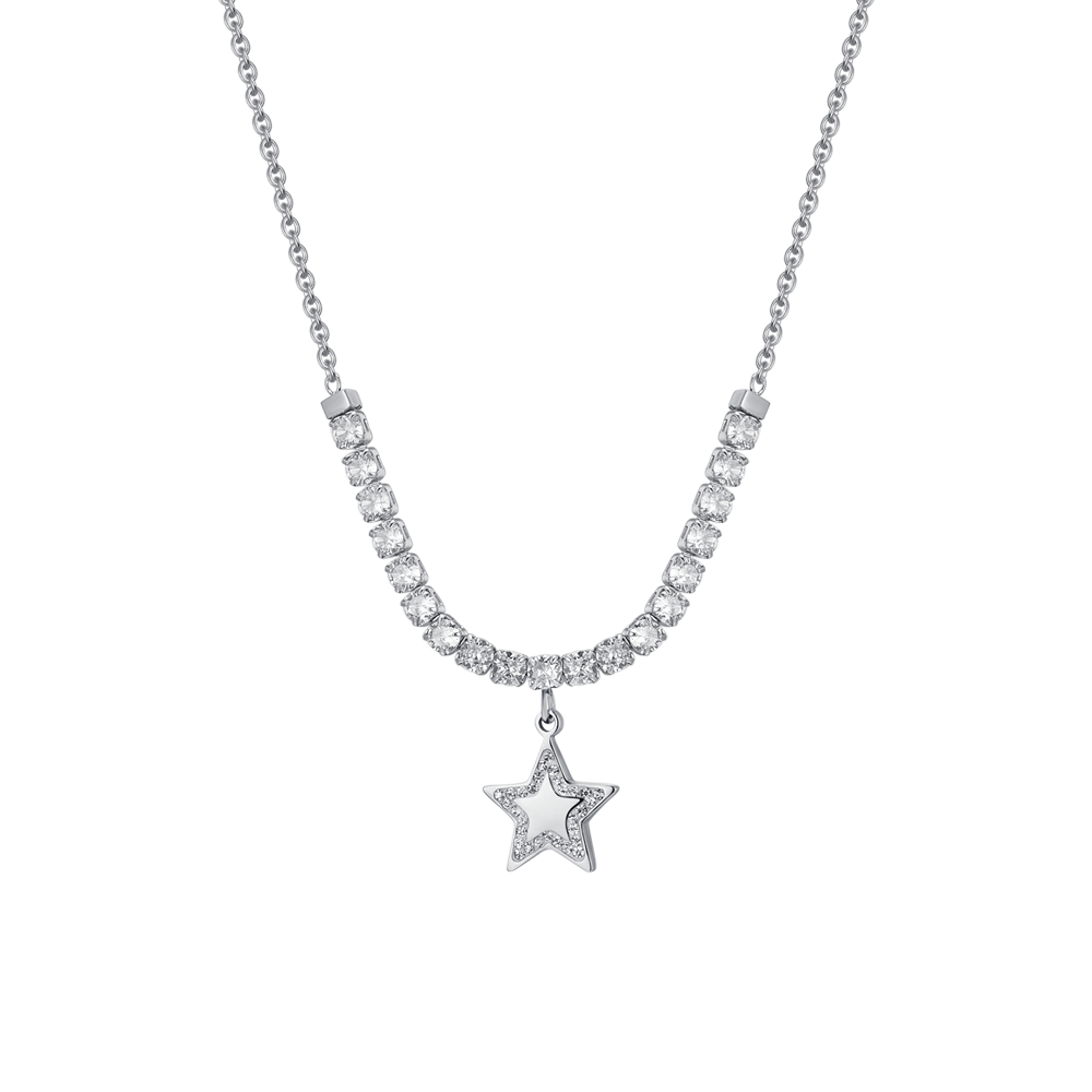 COLLIER DE TENNIS POUR FEMME EN ACIER, ÉTOILE ET ZIRCON CUBIQUE