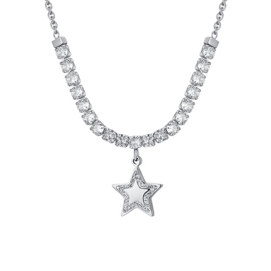 COLLIER DE TENNIS POUR FEMME EN ACIER, ÉTOILE ET ZIRCON CUBIQUE