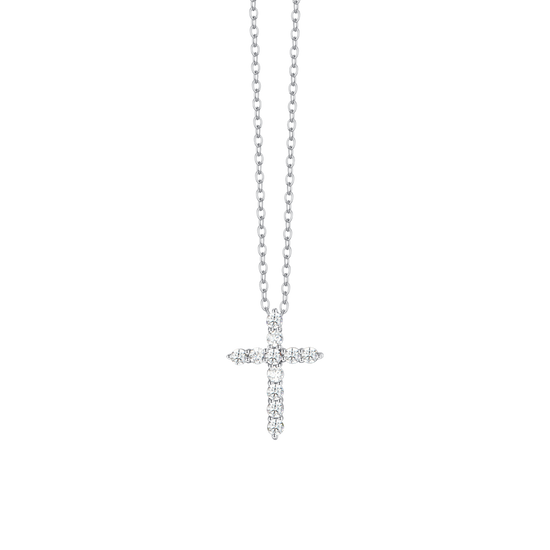 COLLIER CROIX EN ACIER ZIRCON BLANC