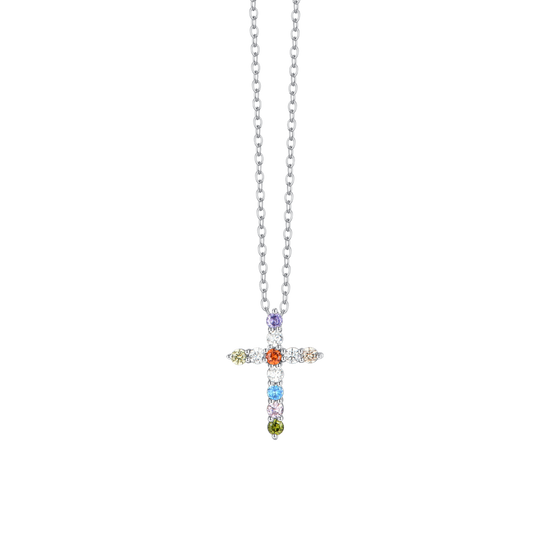 COLLIER FEMME CROIX EN ACIER AVEC ZIRCON CUBIQUE