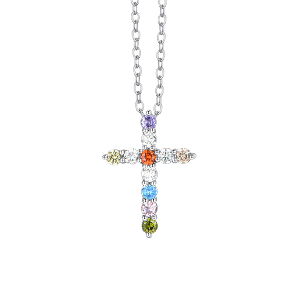 COLLIER FEMME CROIX EN ACIER AVEC ZIRCON CUBIQUE