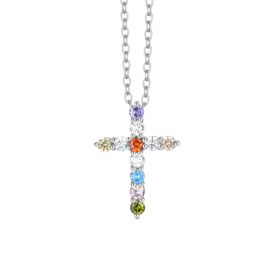 COLLIER FEMME CROIX EN ACIER AVEC ZIRCON CUBIQUE