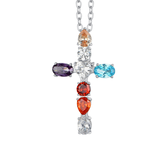 COLLIER FEMME CROIX EN ACIER AVEC ZIRCON CUBIQUE