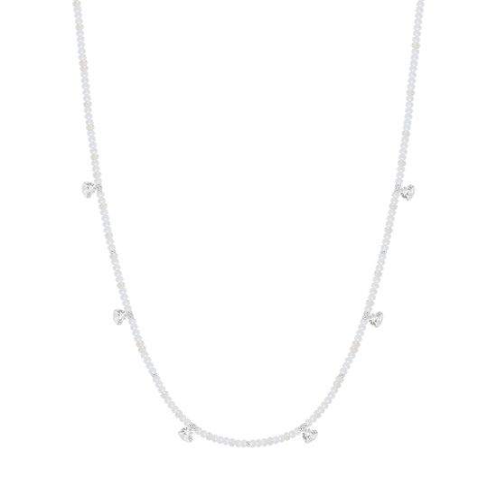 COLLIER EN ACIER POUR FEMMES PIERRES ET CRISTAUX BLANCS