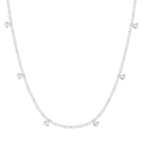 COLLIER EN ACIER POUR FEMMES PIERRES ET CRISTAUX BLANCS