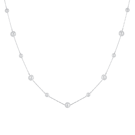 COLLIER LONG EN ACIER AVEC PERLES POUR FEMMES