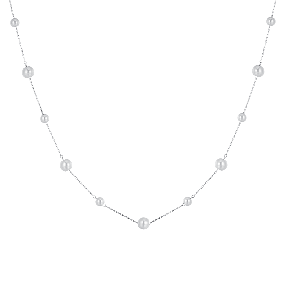 COLLIER LONG EN ACIER AVEC PERLES POUR FEMMES