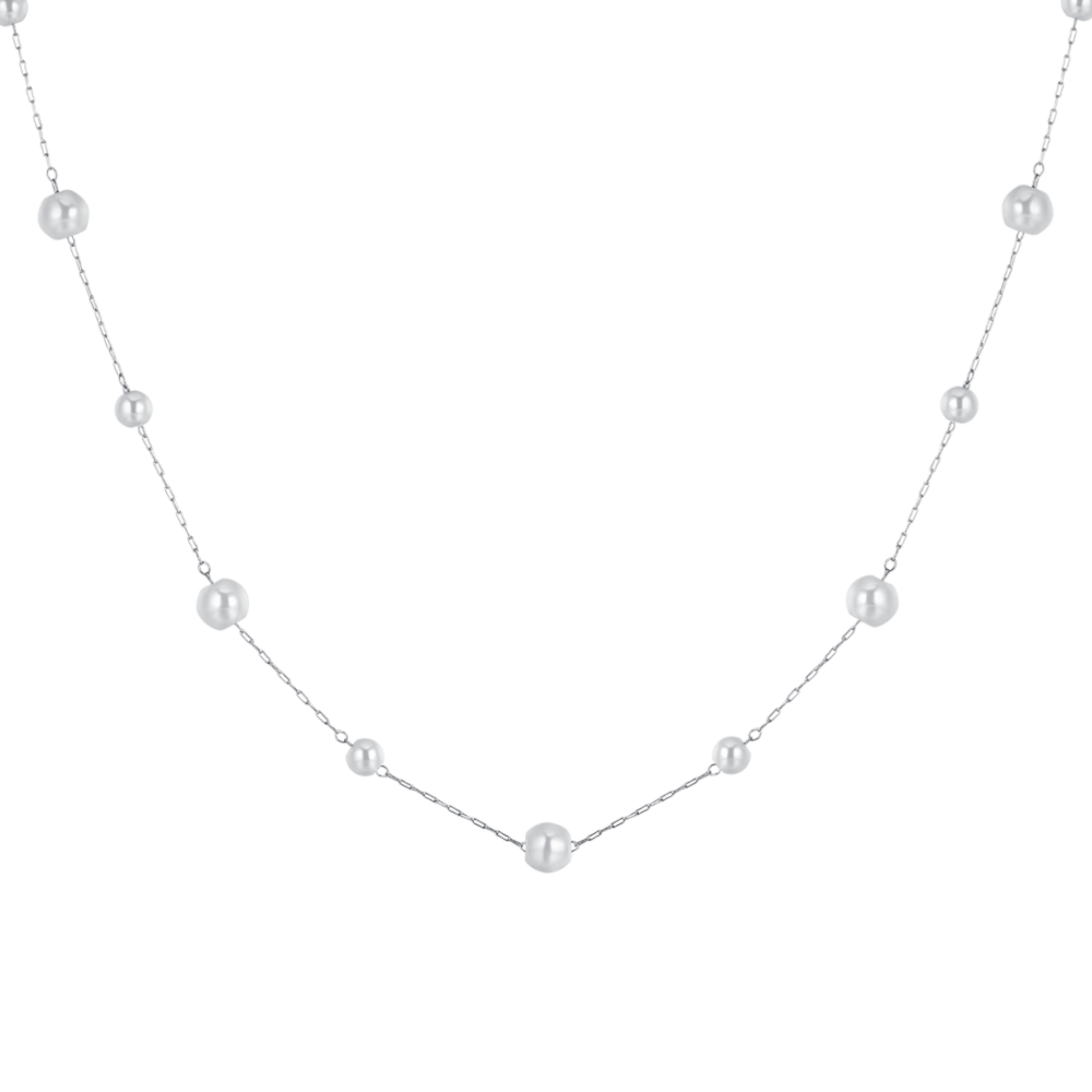 COLLIER LONG EN ACIER AVEC PERLES POUR FEMMES