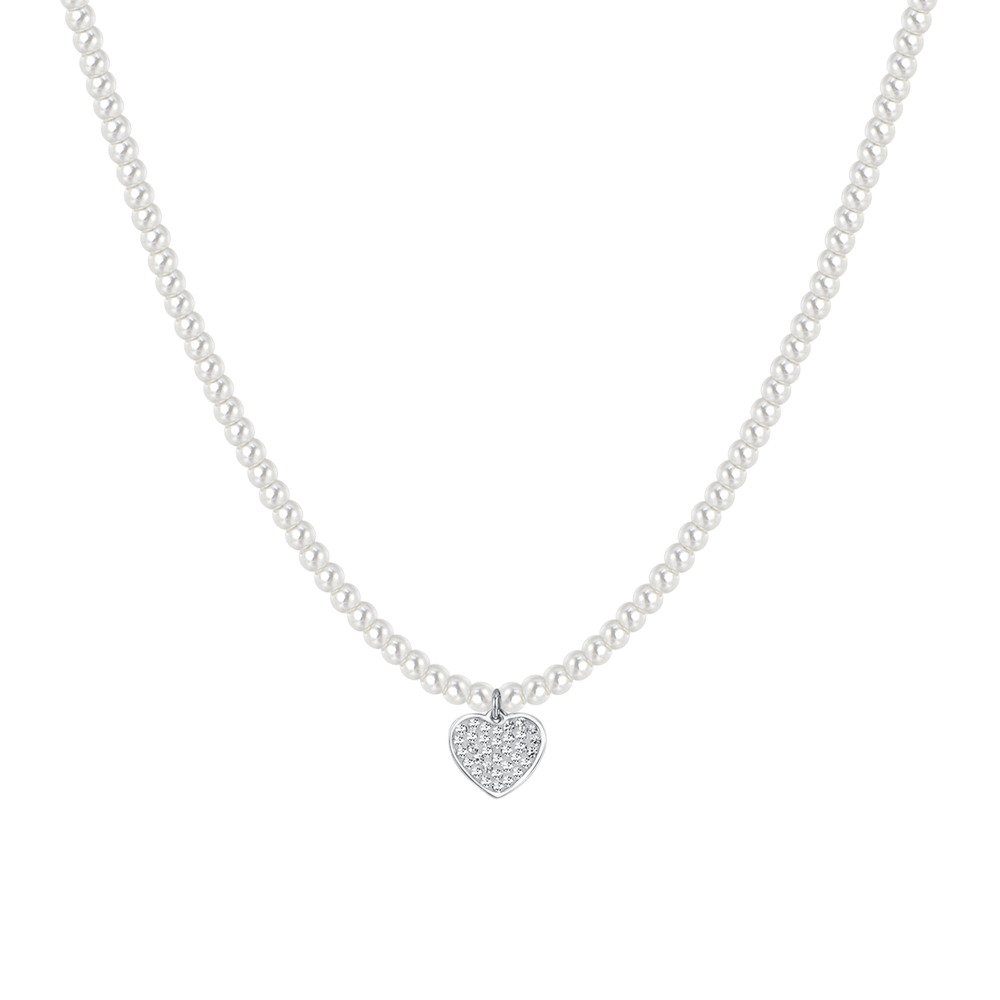 COLLIER FEMME EN PERLES D'ACIER ET COEUR Luca Barra